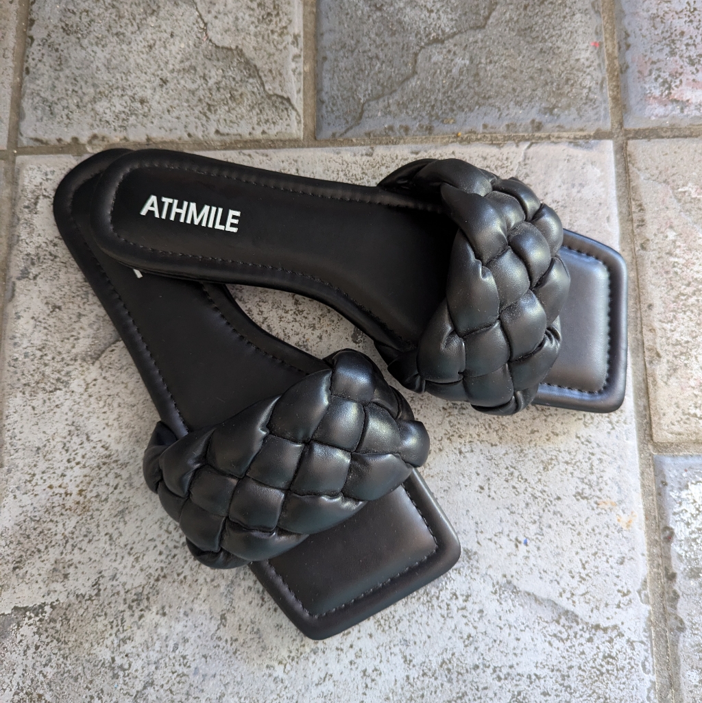 Athmile Braided Black Sandals Size 7 Nwot
